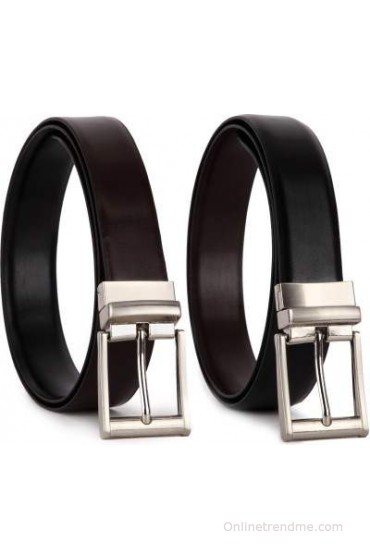 Bluth Men Formal Black Artificial Leather Reversible Belt(Black, Brown)